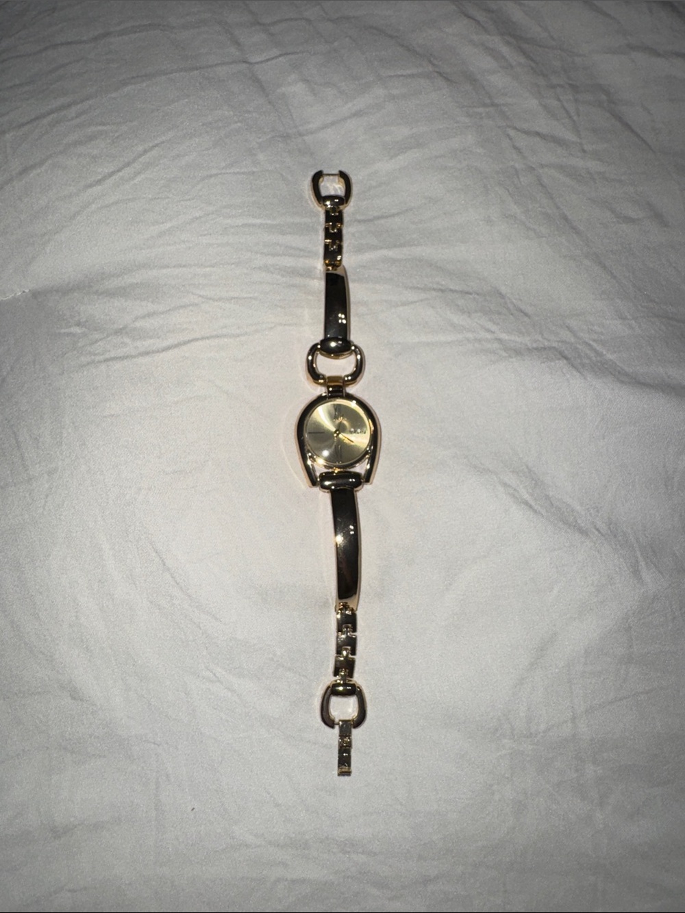 Gold Tone Bracelet Watch - Slim Elegant horse bit style